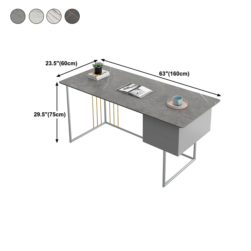 Glam Office Desk 23.62"Wide Curved Executive Desk with 2 Storage Drawers