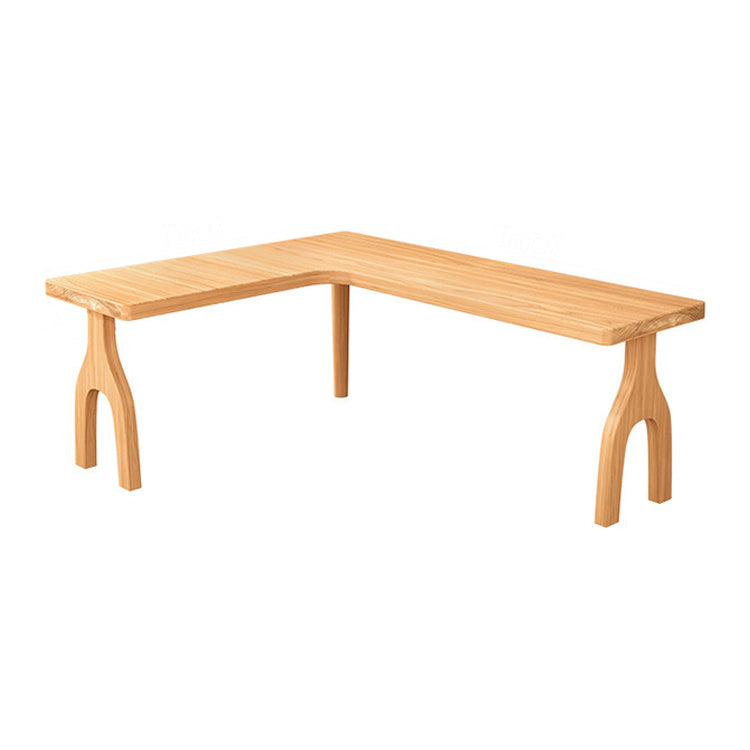 Contemporary Style L-Shape Home Wrting Desk Simple Solid Wood Working Writing Desk