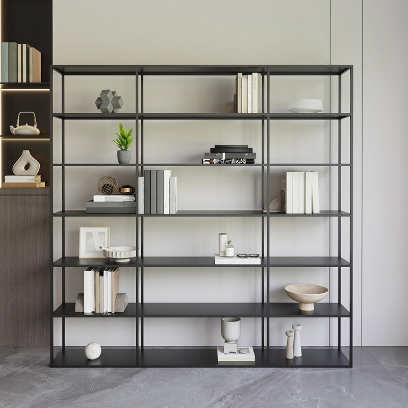 Modern Open Storage Bookcase 9.8" W Iron Frame Bookshelf with Shelves