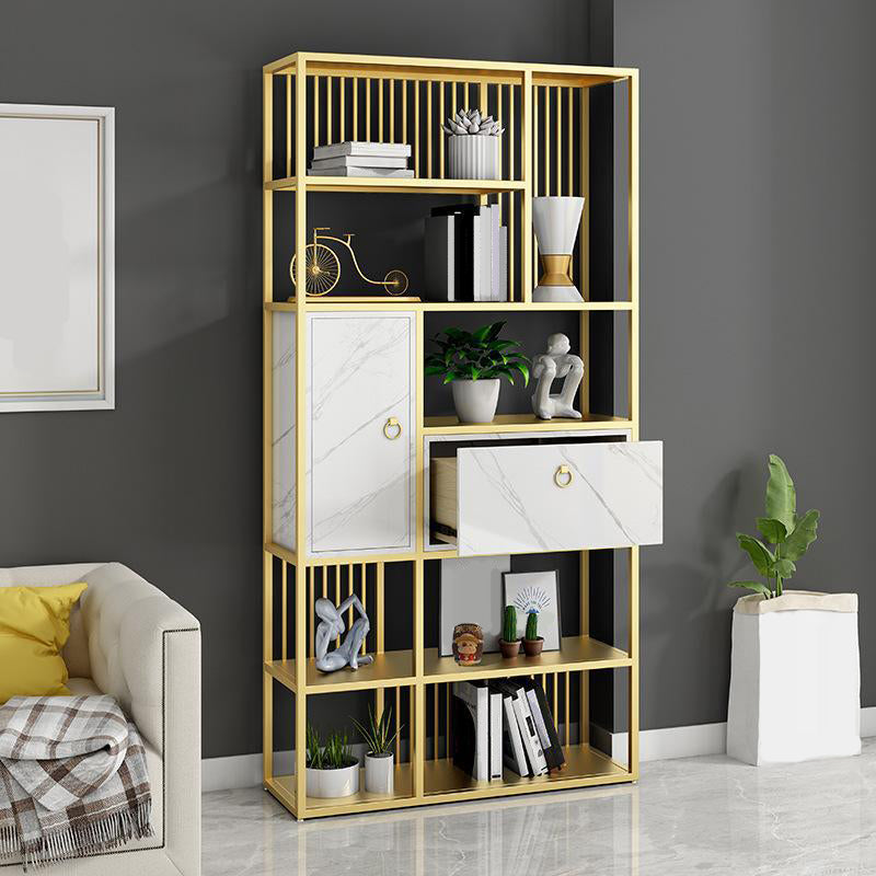 Modern Vertical Etagere Shelf Bookcase Metal Open Bookcase for Home