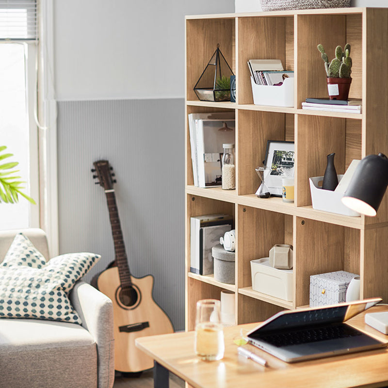 9.45" W Cube Engineered Wood Bookshelf Contemporary Bookcase for Living Room
