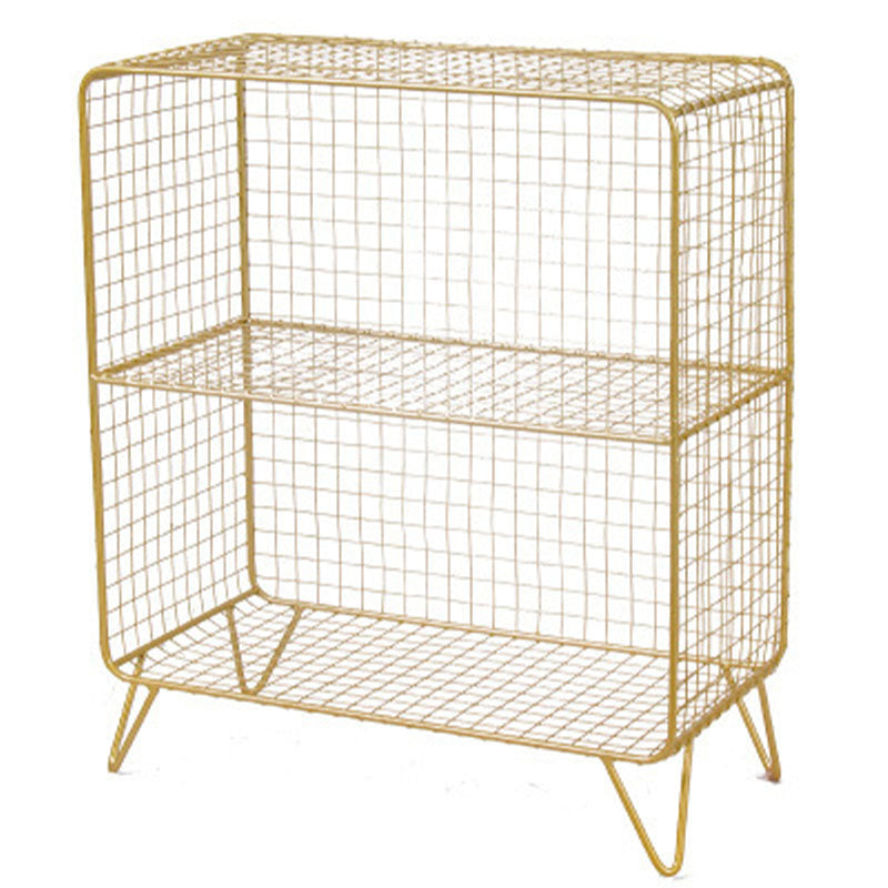 Modern Metal Bookshelf Standard Vertical Closed Back Bookcase in Burnish