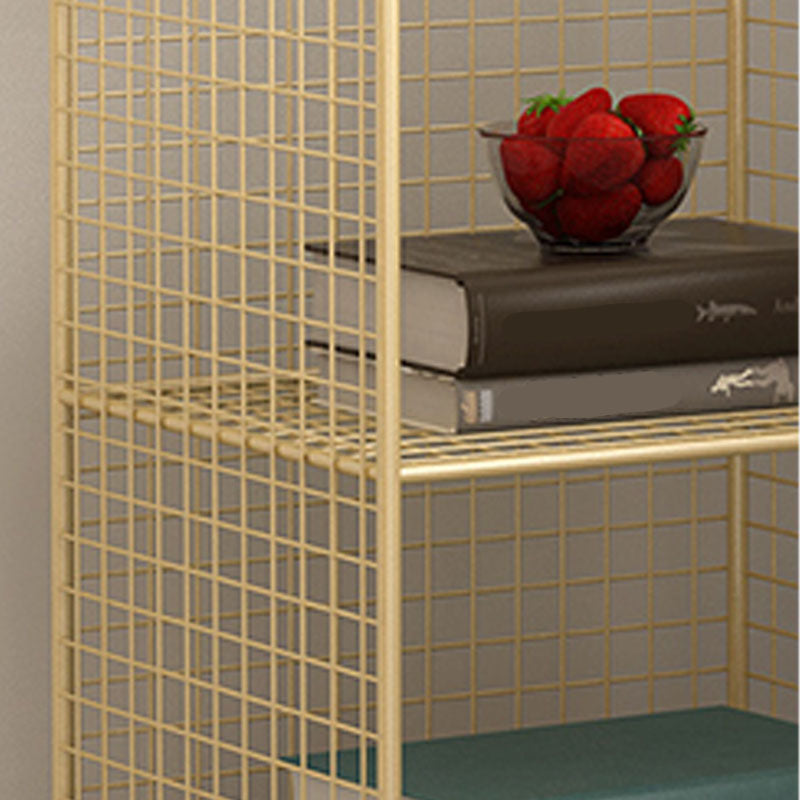 Modern Metal Bookshelf Standard Vertical Closed Back Bookcase in Burnish