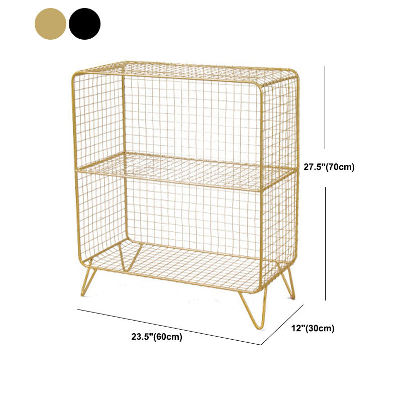 Modern Metal Bookshelf Standard Vertical Closed Back Bookcase in Burnish
