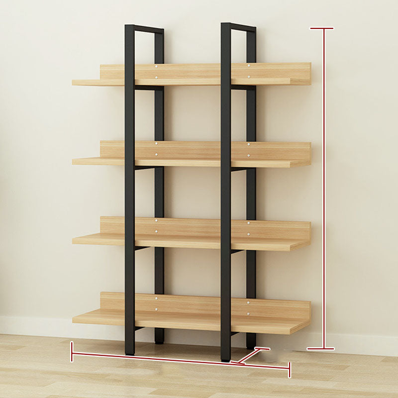 Contemporary Metal and Wooden Bookshelf Open Shelf Bookcase with Shelves