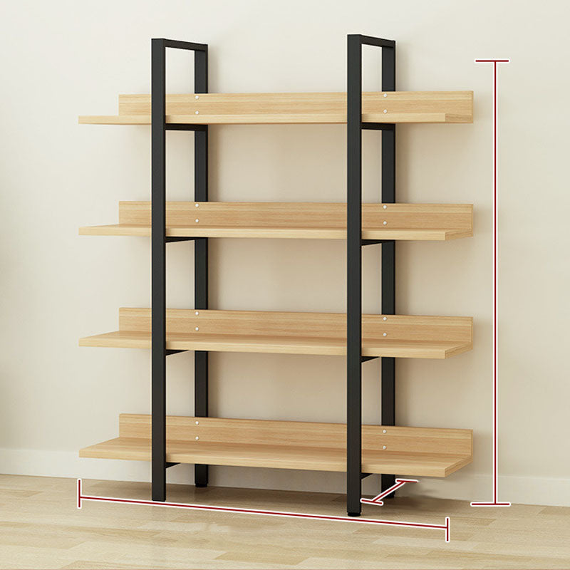 Contemporary Metal and Wooden Bookshelf Open Shelf Bookcase with Shelves