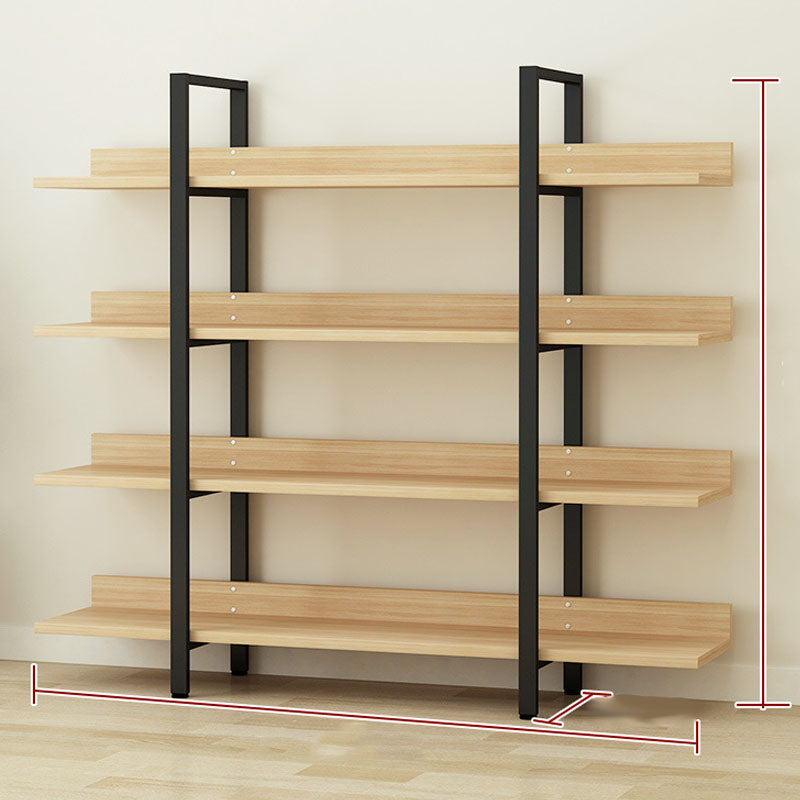 Contemporary Metal and Wooden Bookshelf Open Shelf Bookcase with Shelves