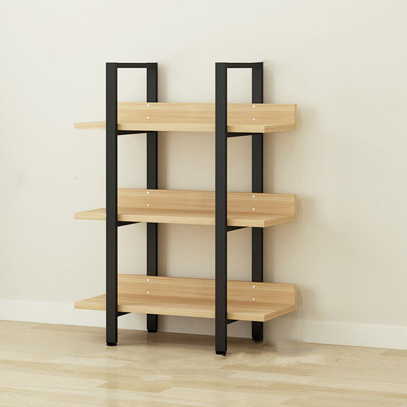 Contemporary Metal and Wooden Bookshelf Open Shelf Bookcase with Shelves