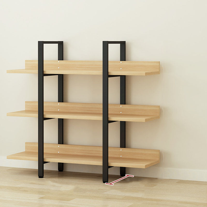 Contemporary Metal and Wooden Bookshelf Open Shelf Bookcase with Shelves