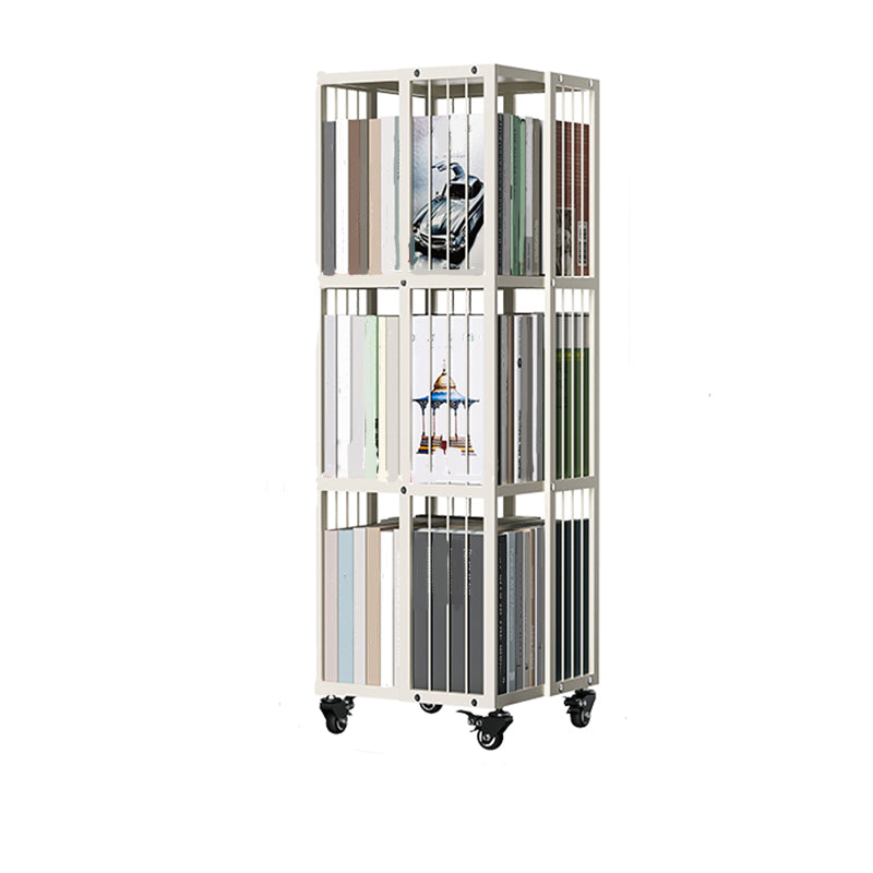 Modern Metal Bookshelf Standard Closed Back Vertical Bookcase in Burnish