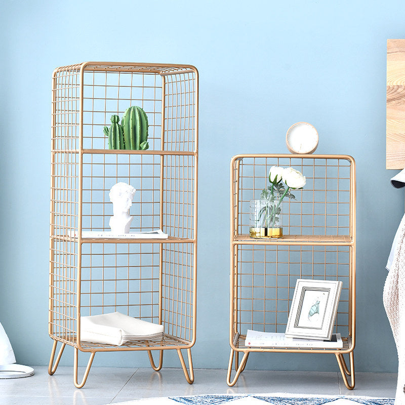 Modern Metal Bookshelf Standard Closed Back Bookcase in Burnish