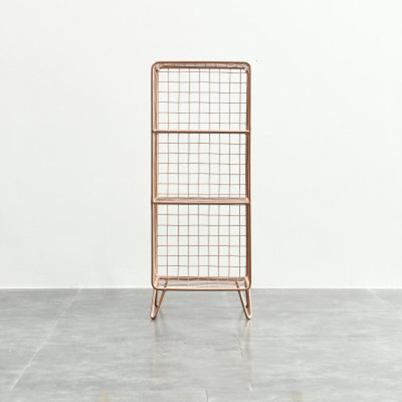 Modern Metal Bookshelf Standard Closed Back Bookcase in Burnish