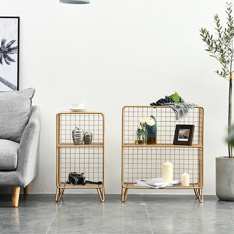 Modern Metal Bookshelf Standard Closed Back Bookcase in Burnish