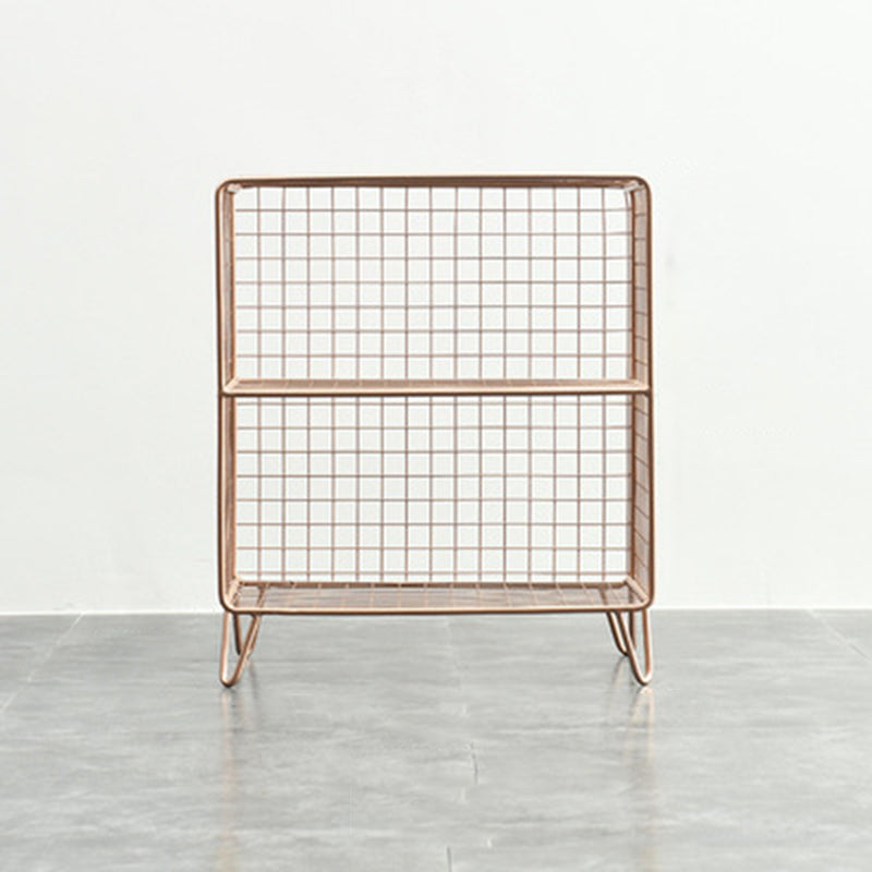 Modern Metal Bookshelf Standard Closed Back Bookcase in Burnish