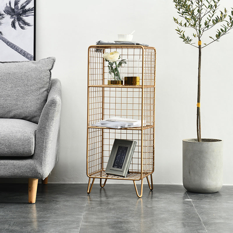 Modern Metal Bookshelf Standard Closed Back Bookcase in Burnish