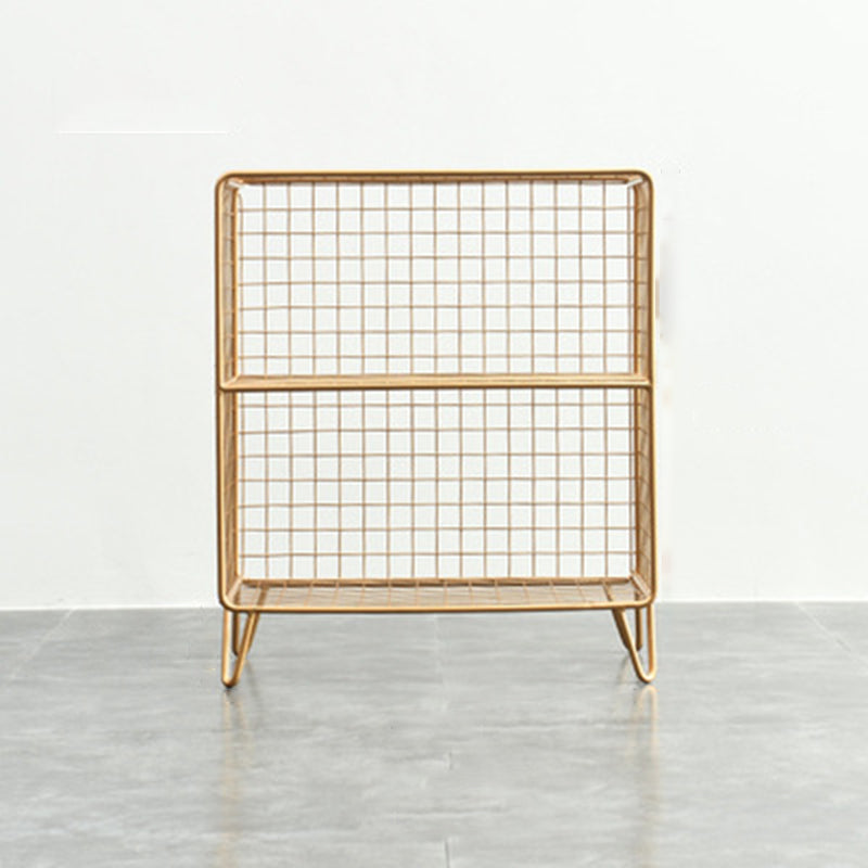 Modern Metal Bookshelf Standard Closed Back Bookcase in Burnish