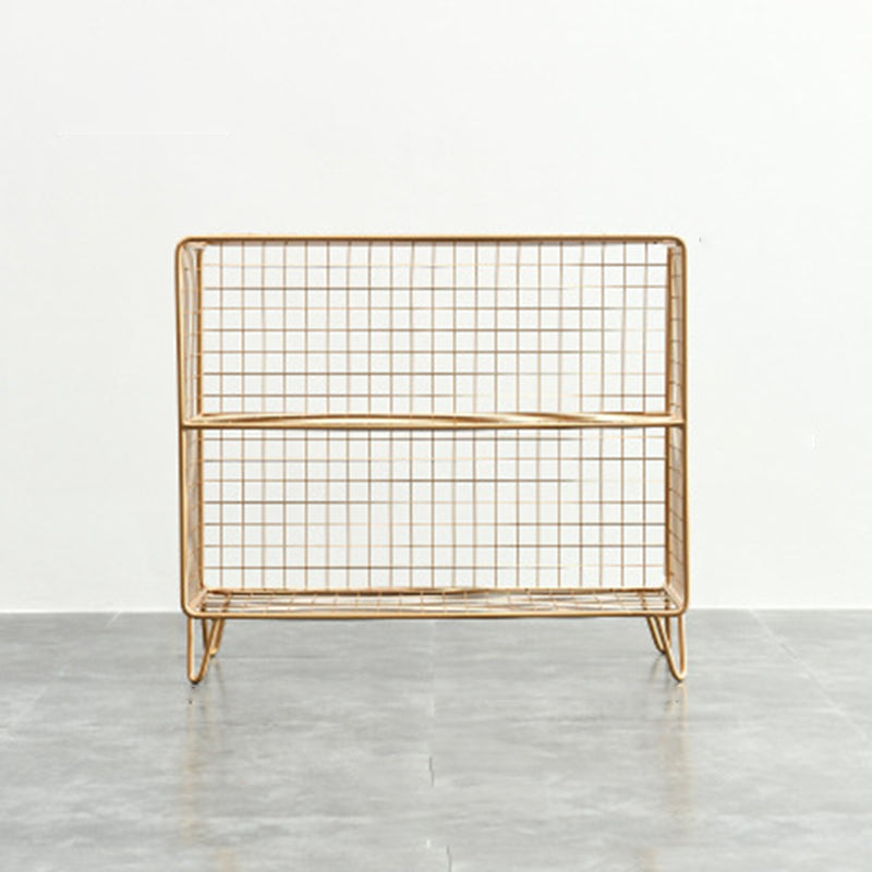 Modern Metal Bookshelf Standard Closed Back Bookcase in Burnish