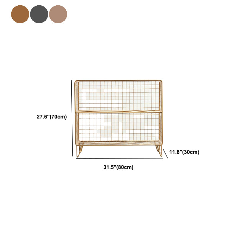 Modern Metal Bookshelf Standard Closed Back Bookcase in Burnish