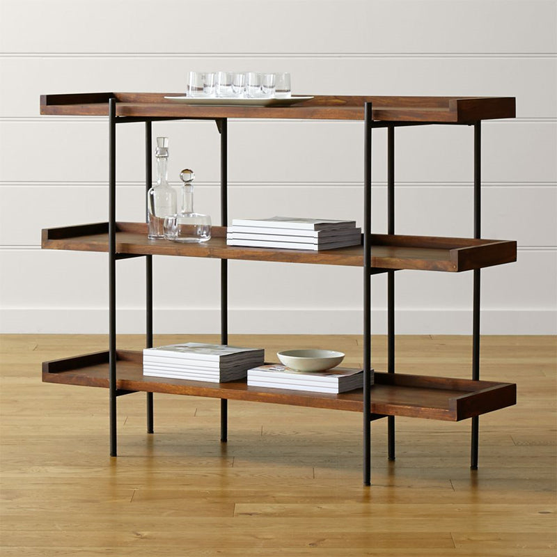 Modern Solid Wood Bookshelf Brown Etagere Open Shelf Vertical Bookcase