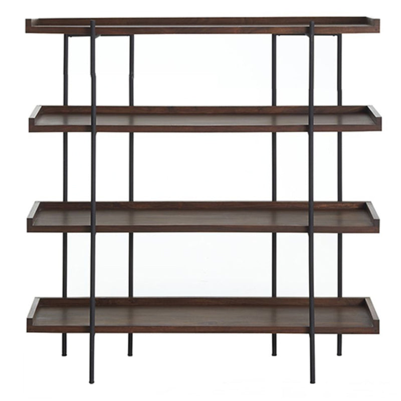Modern Solid Wood Bookshelf Brown Etagere Open Shelf Vertical Bookcase