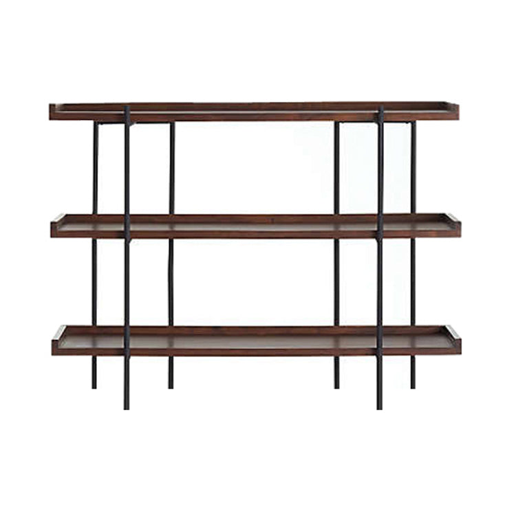 Modern Solid Wood Bookshelf Brown Etagere Open Shelf Vertical Bookcase