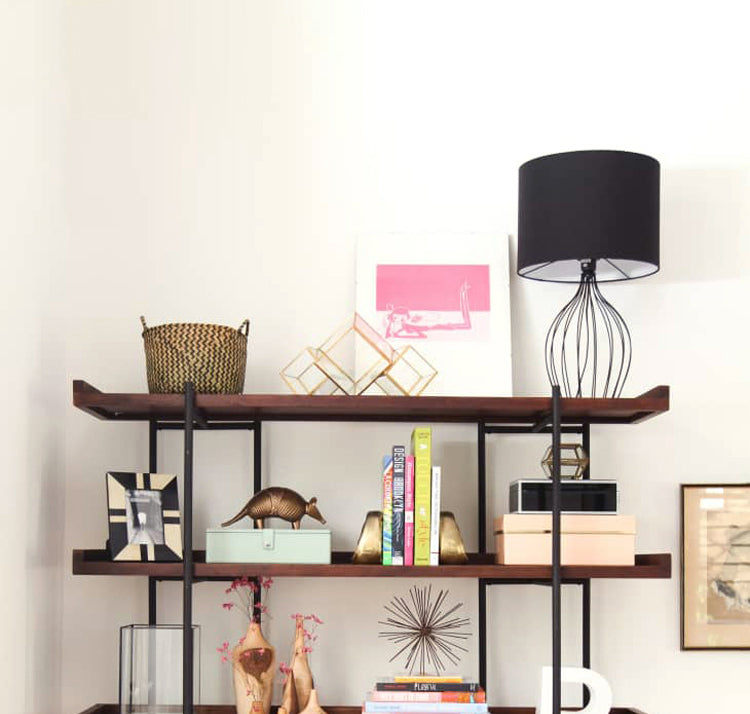 Modern Solid Wood Bookshelf Brown Etagere Open Shelf Vertical Bookcase