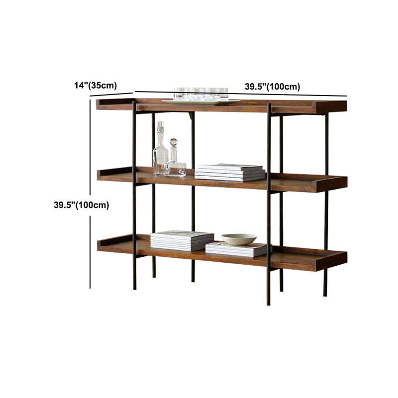 Modern Solid Wood Bookshelf Brown Etagere Open Shelf Vertical Bookcase