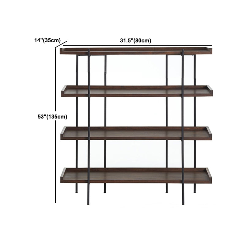 Modern Solid Wood Bookshelf Brown Etagere Open Shelf Vertical Bookcase