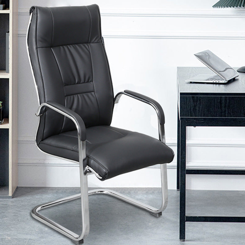 Modern Fixed Arms Office Chair Leather Ergonomic Gaming Chair