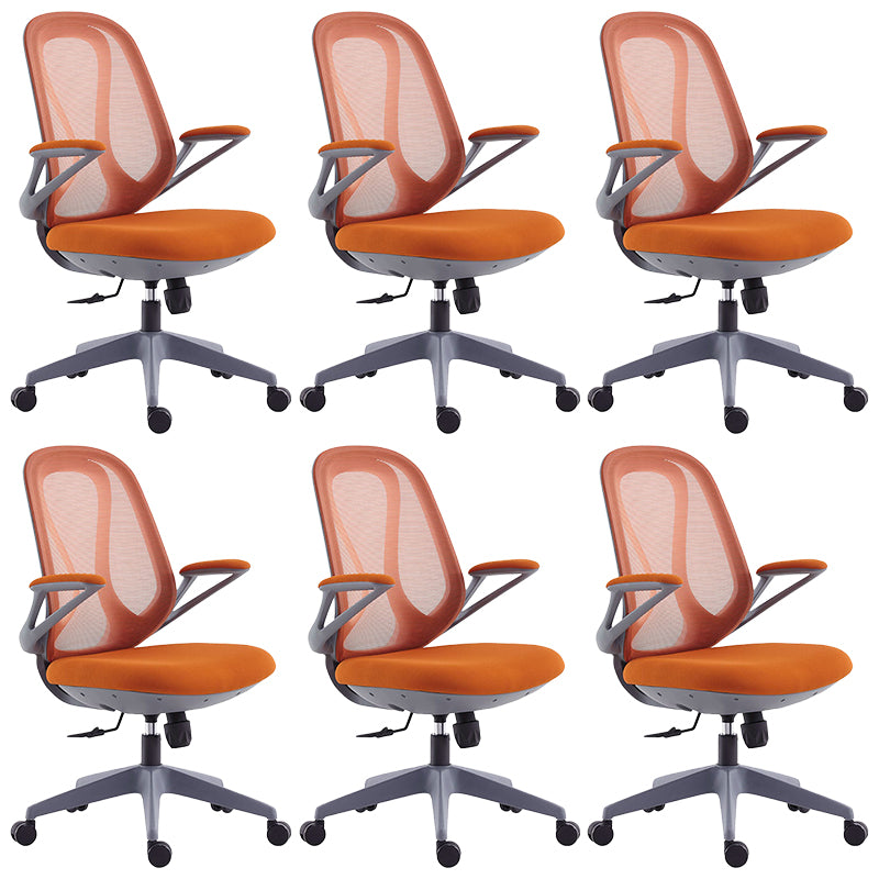 Contemporary Chair Mid-Back Chair with Wheels in Orange/black/green