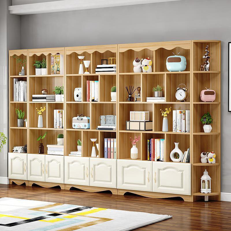Modern Solid Engineered Bookcase White Geometric Bookshelf for Living Room