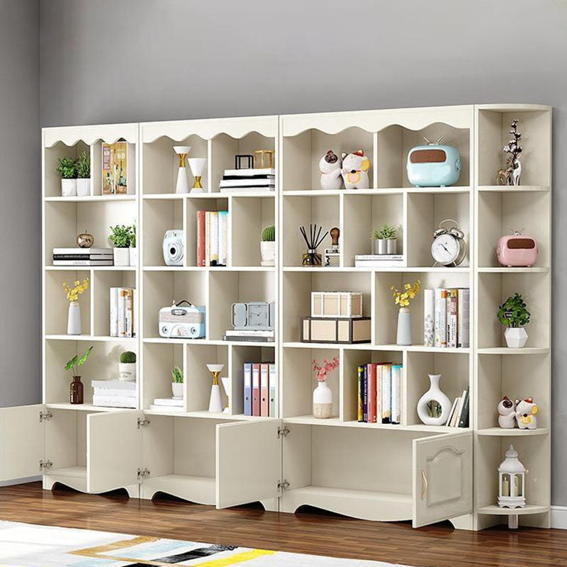 Modern Solid Engineered Bookcase White Geometric Bookshelf for Living Room