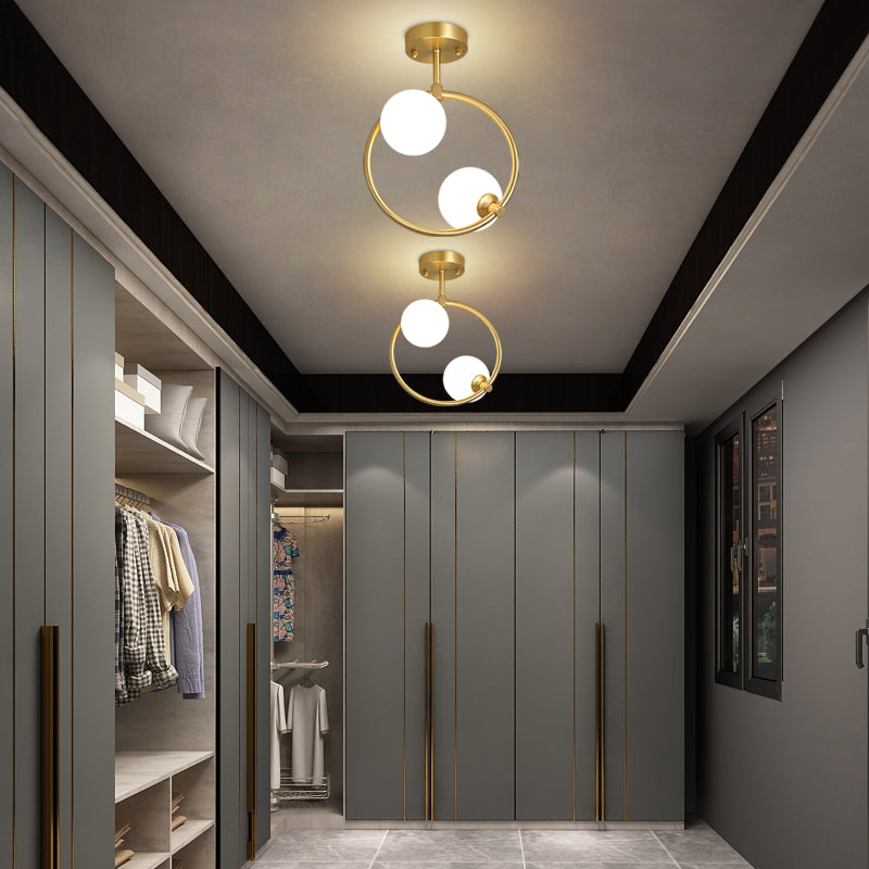 Contemporary Globe Flush Light Fixture Glass Flush Mount Lamps in Gold
