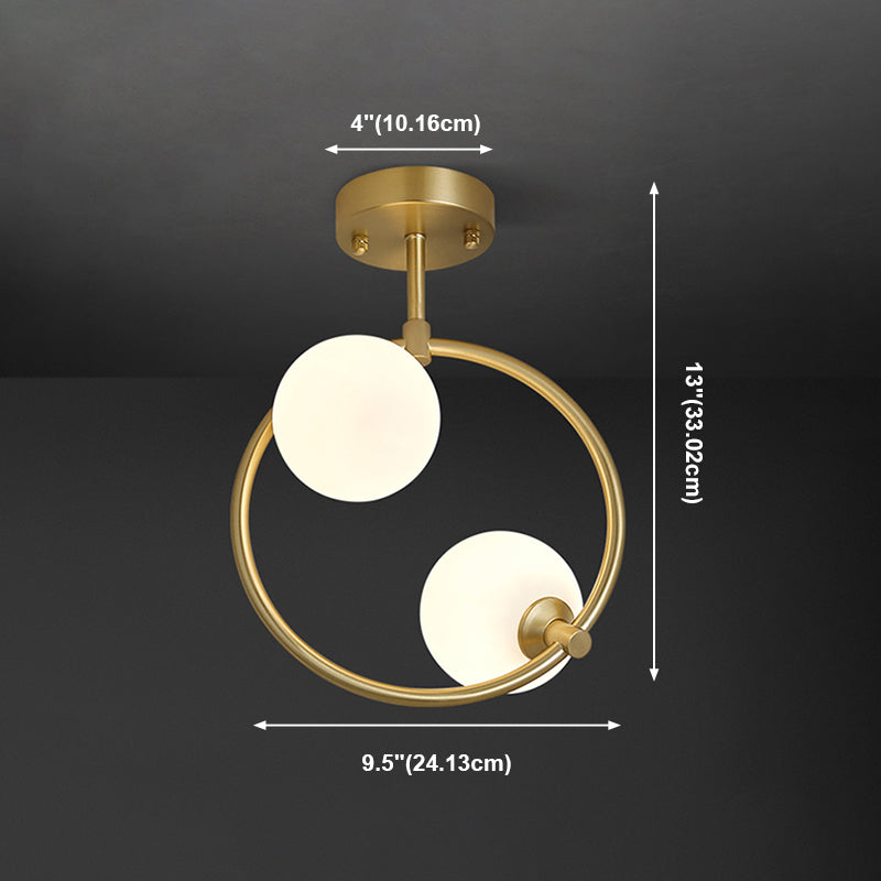 Contemporary Globe Flush Light Fixture Glass Flush Mount Lamps in Gold