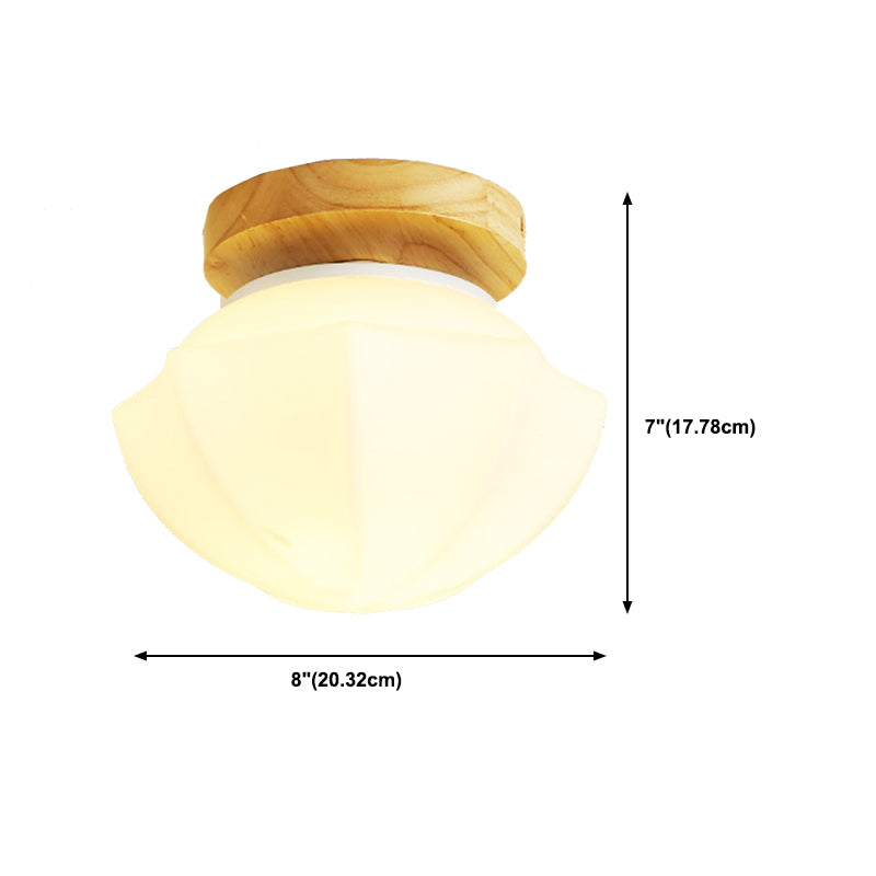 Single Beige Finish Flush Mount Lighting Nodic Wooden Shaded Ceiling Light