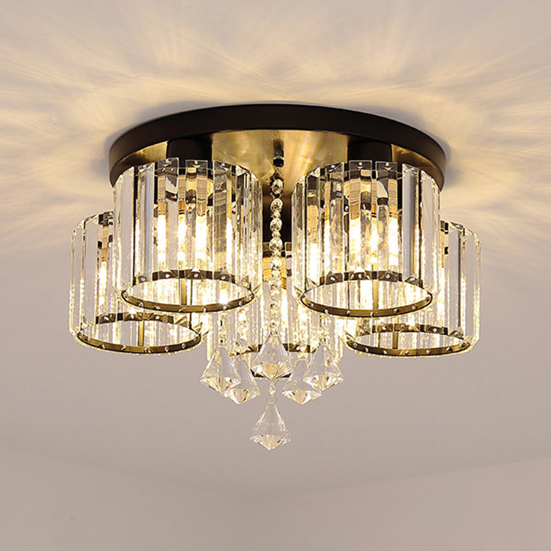 3/5/6/8-Light Golden Flush Mount Lighting Modernism Glass Shaded Ceiling Light