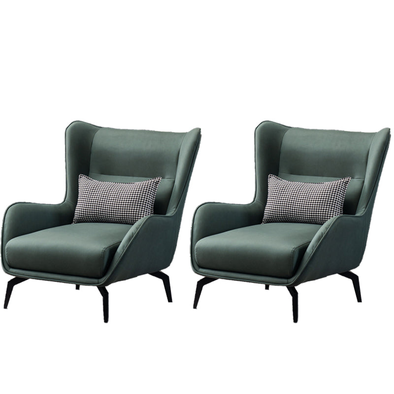 Glam Style with Handrail Leather HandrailMetal Foot Arm Chair with Fixed Backrest