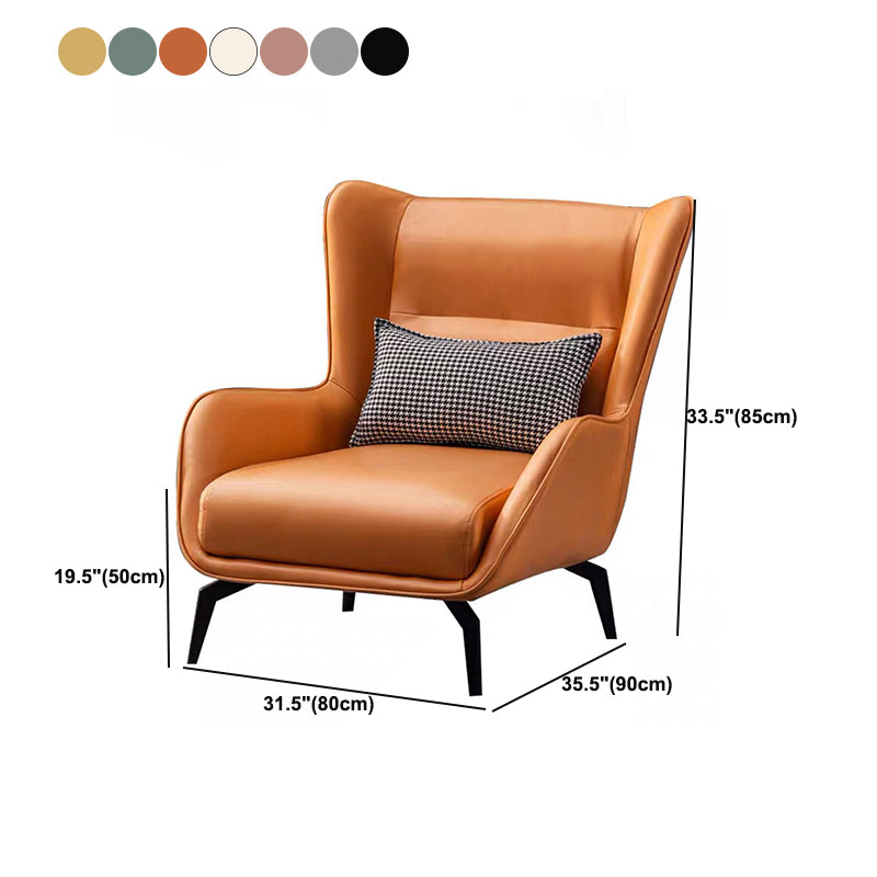 Glam Style with Handrail Leather HandrailMetal Foot Arm Chair with Fixed Backrest