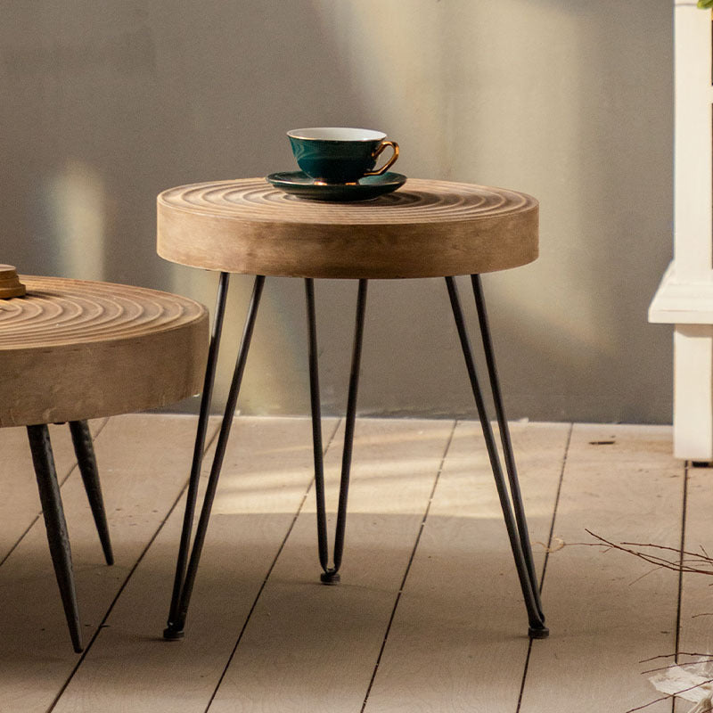 Rustic Style Coffee Cocktail Table 3 Legs Wooden Round Coffee Table
