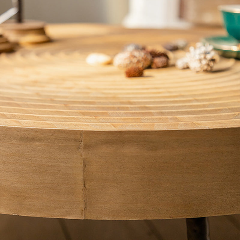 Rustic Style Coffee Cocktail Table 3 Legs Wooden Round Coffee Table