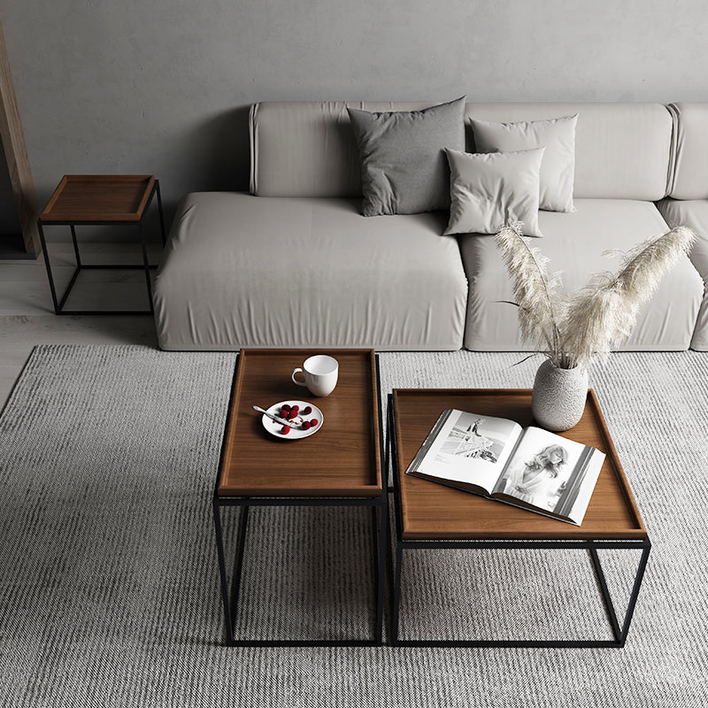 Modern Frame Wooden Coffee Table Rectangular Top Shape Folding Cocktail Table