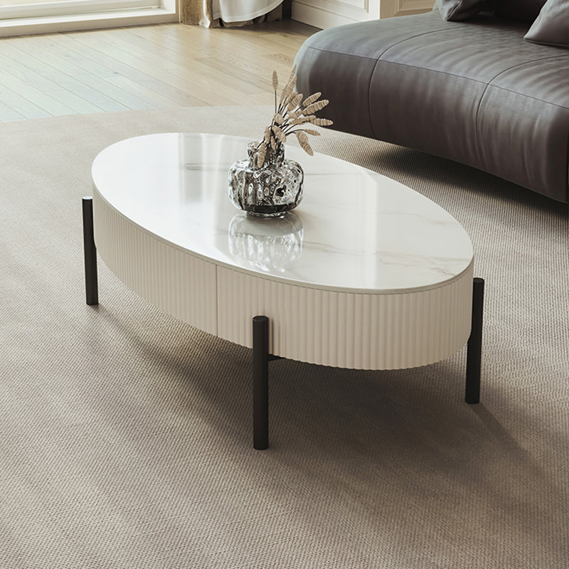 Glam 4 Legs Coffee Cocktail Table Slate Coffee Table with Storage Drawers