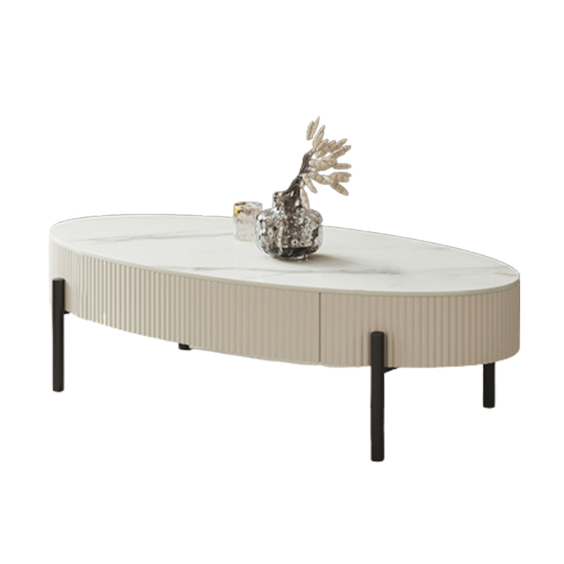 Glam 4 Legs Coffee Cocktail Table Slate Coffee Table with Storage Drawers