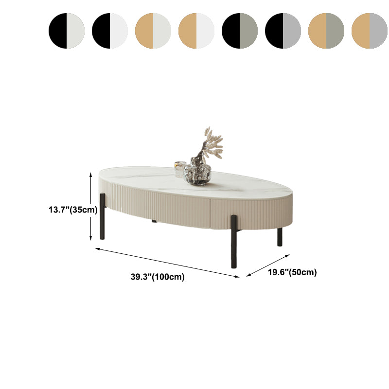 Glam 4 Legs Coffee Cocktail Table Slate Coffee Table with Storage Drawers