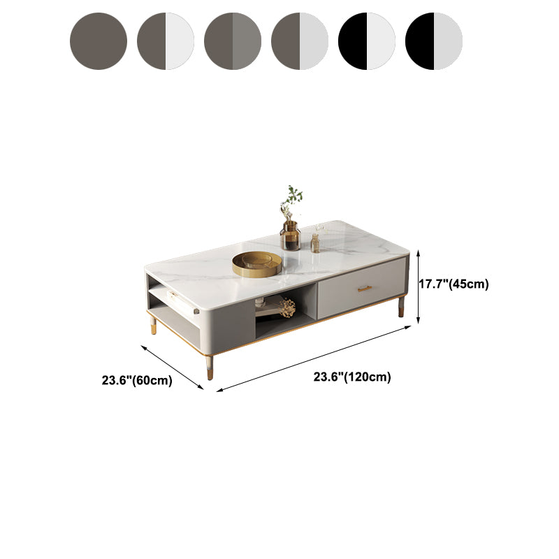 Glam 4 Legs Coffee Table Slate Rectangular Coffee Table Set for Home
