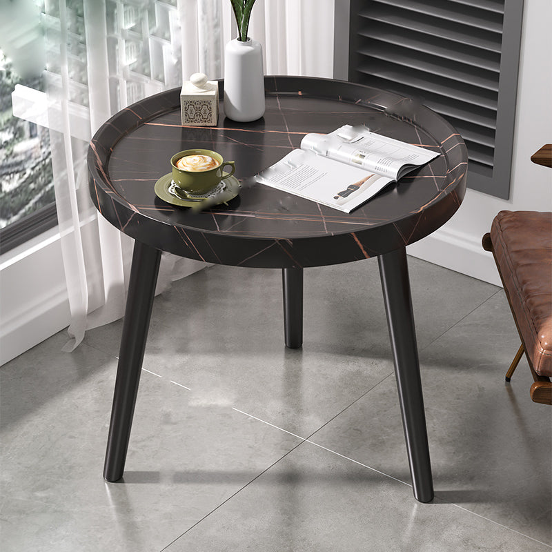 Modern 3 Legs Wooden Coffee Table Round Top Shape Cocktail Table for Living Room