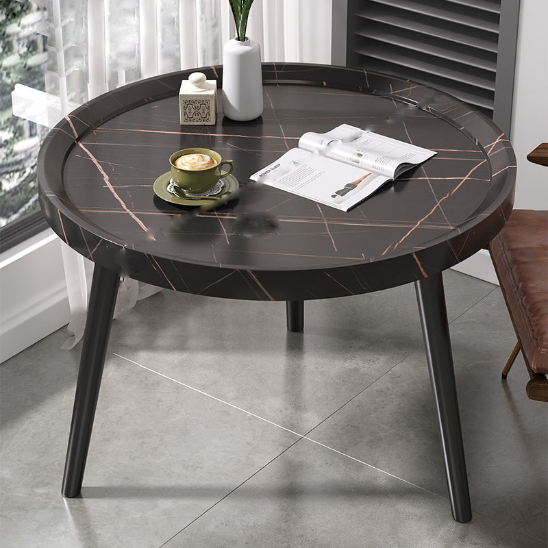 Modern 3 Legs Wooden Coffee Table Round Top Shape Cocktail Table for Living Room