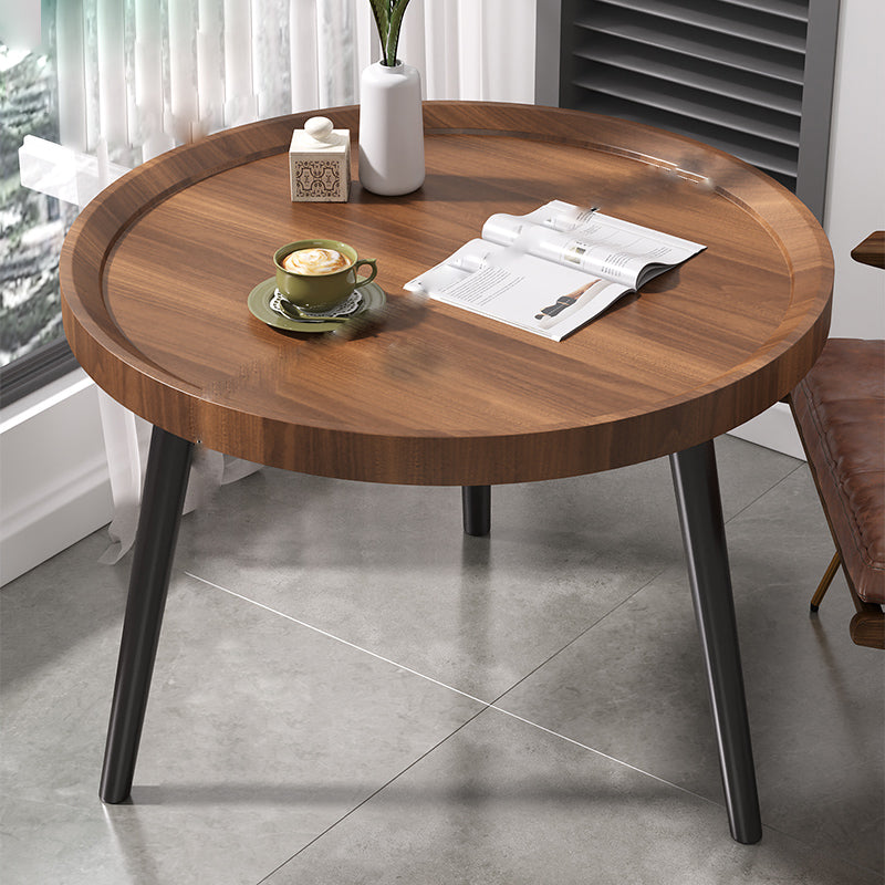 Modern 3 Legs Wooden Coffee Table Round Top Shape Cocktail Table for Living Room