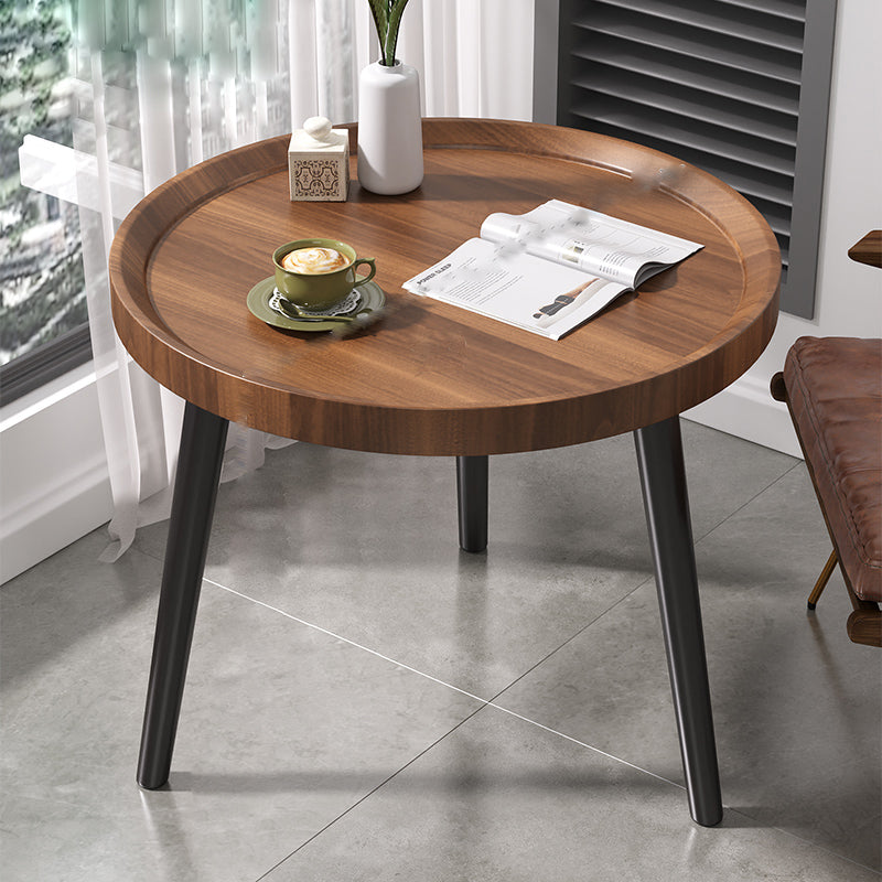 Modern 3 Legs Wooden Coffee Table Round Top Shape Cocktail Table for Living Room