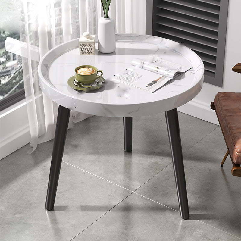 Modern 3 Legs Wooden Coffee Table Round Top Shape Cocktail Table for Living Room